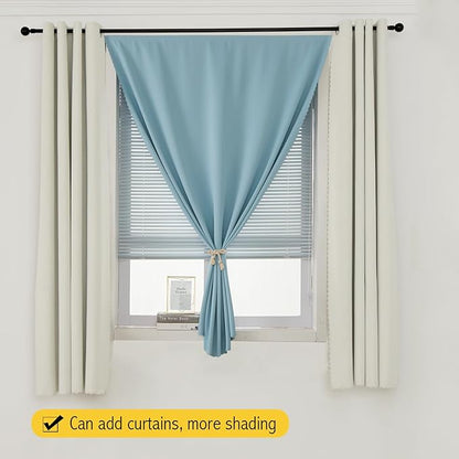 Self Adhesive Curtains, Black Out Shade for Window, Blackout Fabric Temporary Window Coverings Easy to Hang Curtains No Rod Needed, Use for Bedroom, Room, Kitchen, 47"W X 59"L, Lake Blue, 1 Panel