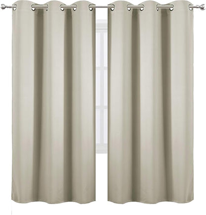 LEMOMO Light Beige Thermal Blackout Curtains/42 x 72 Inch/Set of 2 Panels Room Darkening Curtains for Bedroom