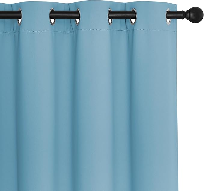 NICETOWN Window Curtains 72 inches Long, Thermal Insulated Grommet Room Darkening Window Treatments for Bedroom/Living Room, Teal Blue, Set of 2, W37 x L72