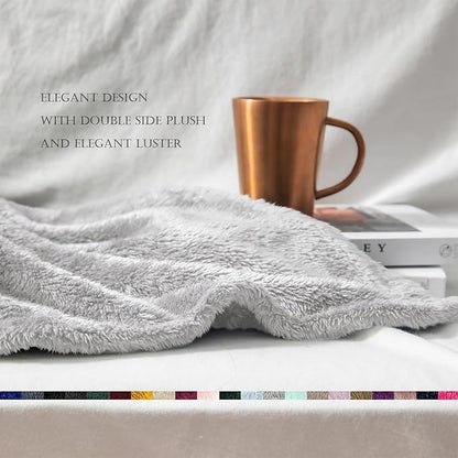 Exclusivo Mezcla Plush Fuzzy Fleece Bed Blanket Queen Size, Super Soft, Fluffy and Warm Blankets for Couch, Bed, All Season (Light Grey, 90x90 Inches)