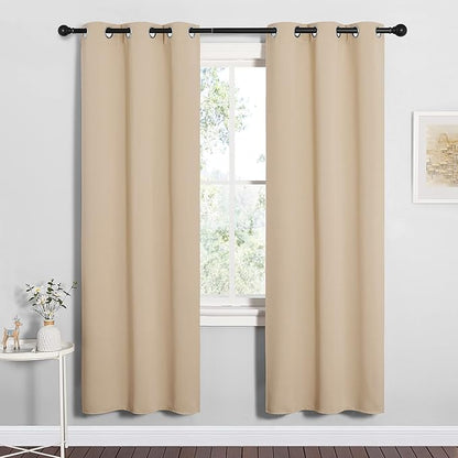 NICETOWN Room Darkening Curtain Panels for Cafe, Thermal Insulated Grommet Room Darkening Draperies/Drapes for Window (Biscotti Beige, 2 Panels, W34 x L72 -inch)