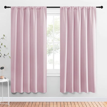NICETOWN Blackout Curtains for Girls Room - Nursery Essential Thermal Insulated Solid Rod Pocket Top Blackout Drapes (Lavender Pink, 1 Pair, 52 x 72 Inch)