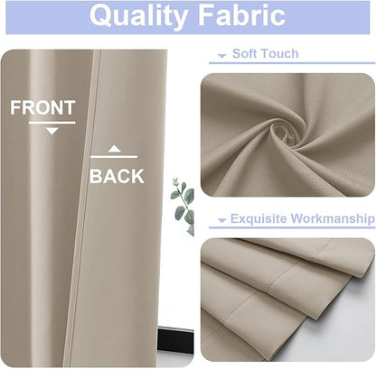 Simplebrand Ava Biscotti Beige Blackout Curtains for Bedroom 84 Inch Length 2 Panels Set, Solid Thermal Insulated Privacy Nursery Window Treatment Curtains Blackout Drapes, W50 x L84 Inch