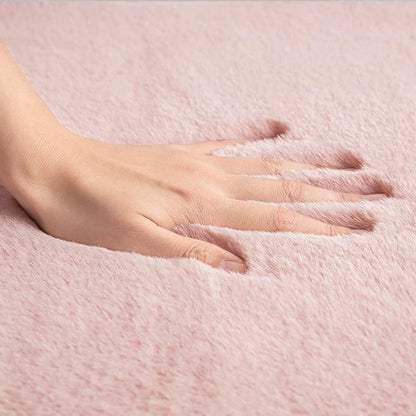 Ashler HOME DECO Ultra Soft Faux Rabbit Fur Chair Couch Cover Area Rug for Bedroom Floor Sofa Living Room Pink Rectangle 3 x 5 Feet