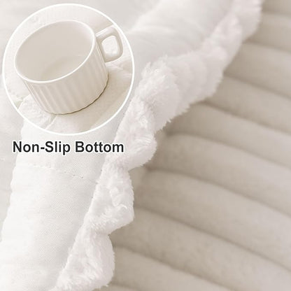 hyha Couch Covers for Dogs Washable, Non Slip Plush Dog Sofa Protectors, Fuzzy Pet Couch Covers for 3 Cushion Sofa Pet Friendly (White, 27.6" x 88")