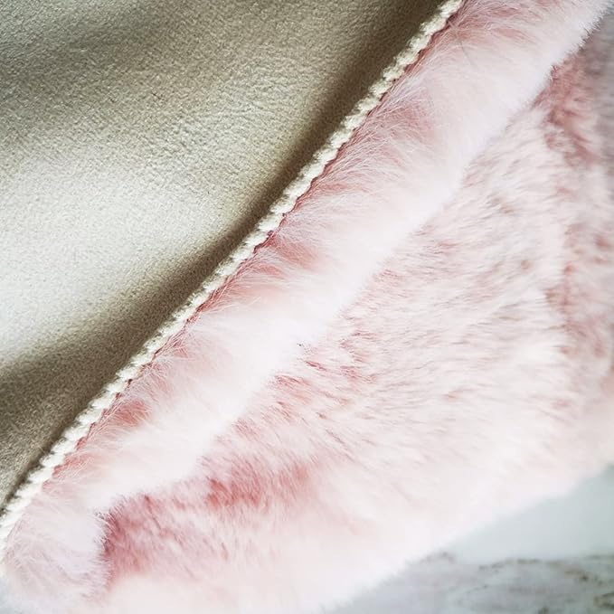Ghouse Ultra Soft Faux Rabbit Fur Rug 5x8, Machine Washable Area Rugs for Bedroom Fluffy Rugs for Living Room, No-Shedding Carpet Sheepskin Rug Pink