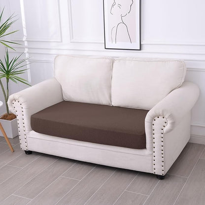 hyha Waterproof Couch Cushion Covers for Pets, Non Slip Sofa Seat Cover for Dogs Washable, Soft Thick Stretch Jacquard Fabric, Sofa Slipcovers with Elastic Bottom (1 Piece for Medium, Brown)