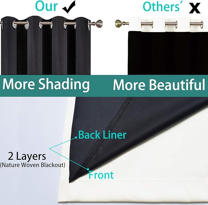 Yakamok 100% Blackout Patio Door Curtain Panels - Extra Wide, Thermal, Grommet Drapes for Sliding Glass Door, Cream, W100 x L84, 1 Panel
