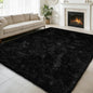 Shag Area Rug for Bedroom 5x8,Black Fluffy Area Rugs for Living Room,Soft Fuzzy Rug Non-Shedding Indoor Plush Carpet for Kids Bedroom Nursery Dorm Home Decor
