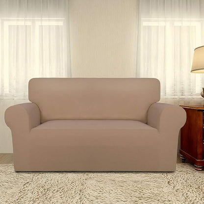 PureFit Super Stretch Sofa Slipcover – Spandex Non Slip Soft Couch Sofa Cover, Washable Furniture Protector with Non Skid Foam and Elastic Bottom for Kids, Pets （Loveseat, Camel）