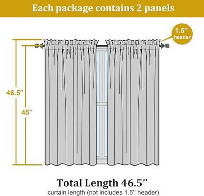 OWENIE Lemon Kitchen Sheer Curtains for Bedroom Living Room 45 Inch Length, Bedroom, Soft Solid Light Filtering Voile Short Sheer Curtain for Small Window, 42" W x 45" L, Lemon