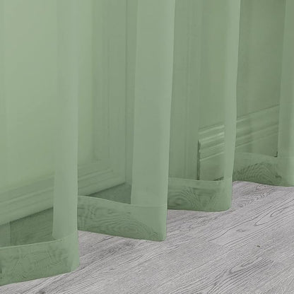 OWENIE Sheer Curtains, Sage Green Sheer Curtains 84 inch Length 2 Panels Set, Rod Pocket Voile Fimly Sheer Drapes for Living Room/Bedroom, 2pcs, Each 42" W x 84" L