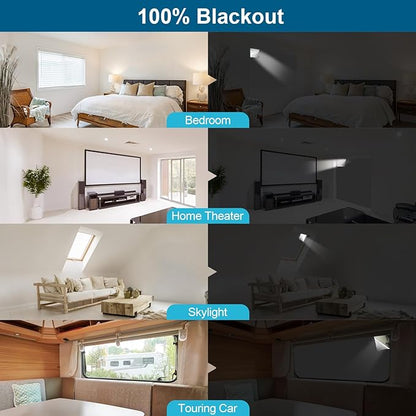 100% Blackout Curtains for Bedroom, Portable DIY Window Blinds, No Drill Window Shades & Blackout Blinds with Stickers & Tabs for Travel, Dorm Room, Media Room (Grey, 79" x 57")