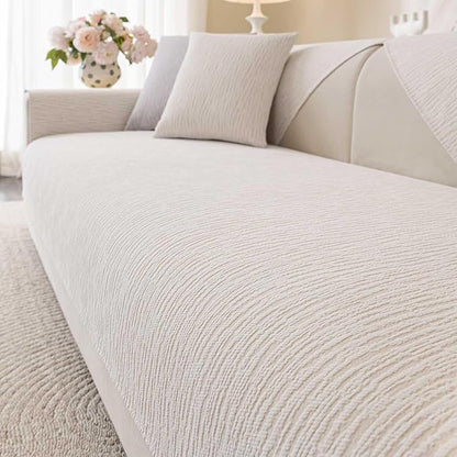 Soft Waterproof Chenille Cover Washable, Non Slip Sectional Sofa Covers for 3 Cushion Couch Sofa L Sharped Sofa Slipcover for Pets, Furniture Protector (1 PCS 36"x63" White)