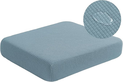 Water Repellent Sofa Seat Slipcovers Stretch Cushion Covers, Seaters Replacement for Furniture Protector, Soft Flexibility with Elastic Bottom (Small, Dusty Blue)