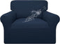 Easy-Going 100% Waterproof Oversized Chair Couch Cover, Dual Waterproof Sofa Cover, Stretch Jacquard Sofa Slipcover, Leakproof Furniture Protector for Kids, Pets, Dog and Cat, Dark Blue