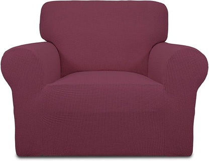 Easy-Going Stretch Chair Sofa Slipcover 1-Piece Couch Sofa Cover Furniture Protector Soft with Elastic Bottom for Kids, Pet. Spandex Jacquard Fabric Small Checks (Chair, ASH Rose)