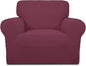 Easy-Going Stretch Chair Sofa Slipcover 1-Piece Couch Sofa Cover Furniture Protector Soft with Elastic Bottom for Kids, Pet. Spandex Jacquard Fabric Small Checks (Chair, ASH Rose)