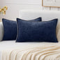 MIULEE Pack of 2 Couch Throw Pillow Covers 12x20 Inch Navy Blue Farmhouse Decorative Pillow Covers with Stitched Edge Soft Chenille Solid Dyed Spring Pillow Covers for Sofa Bed Living Room