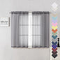Lecloud Grey Sheer Curtains 45 Inch Long 2 Panels, Short Voile Drapes for Dinning Small Windows, Light Filtering Voile Curtain for Living Room Bedroom Bathroom, Dual Rod Pocket, 40" Wx45 L