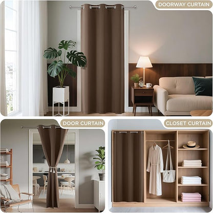 Joydeco Blackout Door Curtain for Doorway Privacy 78 Inches Long, Grommet Closet Curtain for Open Closet, Room Divider for Bedroom Living Room (Khaki, 40Wx78L, 1 Panel)