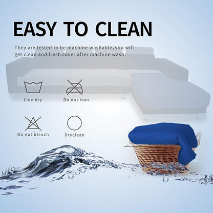 Easy-Going Sectional Couch Covers for Dogs L Shape Sofa Cover Reversible Sofa Slipcover Chaise Lounge Cover Furniture Protector Cover for Pets Dog Cat (42 x 52 inches, Classic Blue/Classic Blue)