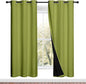 NICETOWN 100% Blackout Window Curtain Panels, Fresh Green, 2 Pieces, 42-inch Wide Per Panel, Full Light Blocking Drapes with Black Liner for Nursery, 72-inch Drop Thermal Insulated Draperies