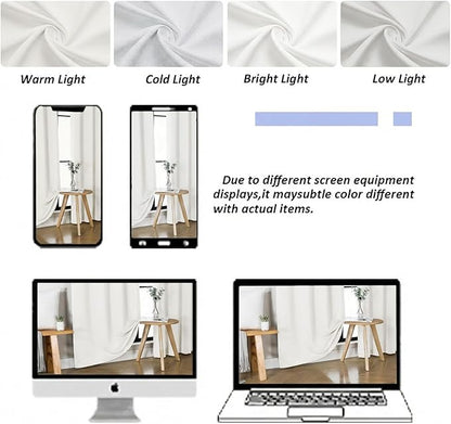 Simplebrand Ava Light Beige Light Filtering Curtains for Bedroom 96 Inches Long 2 Panels, Solid Thermal Insulated, Energy Saving Nursery Window Treatment Drapes, W40 x L96 Inch, Light Beige