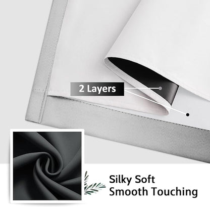 SimpleHome Ombre 100% Blackout Curtains for Bedroom 63 Inches Long, Black with White Liner Room Darkening Thermal Insulated Grommet Curtain/Drapes for Living Room,2 Panels Set