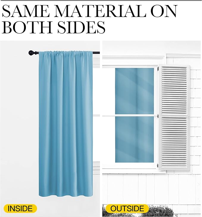 NICETOWN 2 Panels Blackout Curtains, Rod Pocket Window Curtains Room Darkning Drapes for Bedroom/Living Room, Thermal Insulated Solid Draperies for Home Office/Study, 62 by 72-Inch, Teal Blue