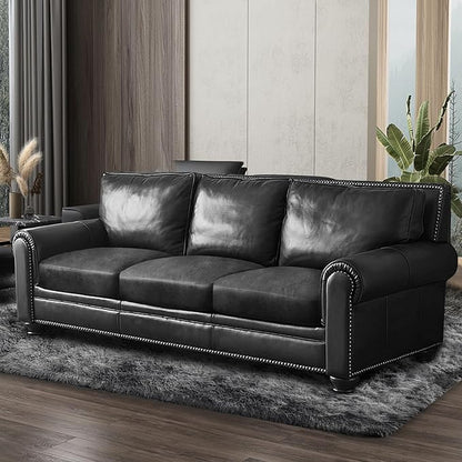 Leather Look Couch Cushion Covers Sofa Seat Slipcovers Sets Couches Furniture Protector for Sectional Armchair Loveseat Pets Kids Stretch Spandex Fabric (3 Cushion Sofa, Dark Grey)