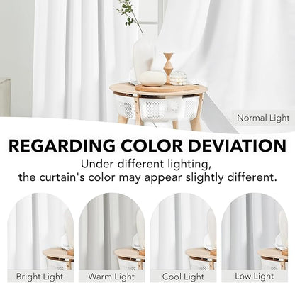 Deconovo Blackout Curtains for Bedroom & Nursery, Thermal Insulated Drapes, Back Tab & Rod Pocket, Noise Reducing, Energy Saving Room Darkening for Living Room 52W x 45L Inch 2 Panels, White