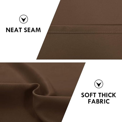 DWCN Blackout Curtains for Living Room Thermal Insulated, Energy Saving & Noise Reducing Bedroom Curtains, Brown, W 52x L 36 Inch, Set of 2 Rod Pocket Curtain Panels