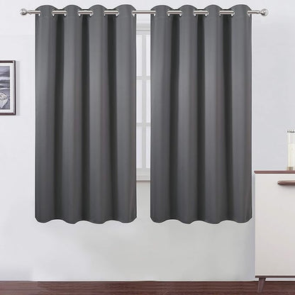 LEMOMO Frost Grey Blackout Curtains 66 x 63 Inch Length/Set of 2 Curtain Panels/Thermal Insulated Room Darkening Blackout Curtains for Bedroom