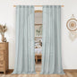 LAMIT Greyish Blue Linen Boho Curtains 80 inch Length 2 Panels, Light Filtering Semi Sheer Panels Back Tab and Rod Pocket Neutral Drapes for Bedroom/Living Room, 34 x 80 Inch