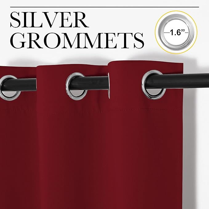 NICETOWN Burgundy Red Blackout Curtains 102 inches Length for Living Room, 2 Panels, 55" Wide, Thermal Insulated Long Drapes for Large Window