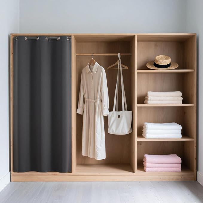 Joydeco Blackout Door Curtain for Doorway Privacy 80 Inches Long, Grommet Closet Curtain for Open Closet, Room Divider for Bedroom Living Room (Grey, 32Wx80L, 1 Panel)