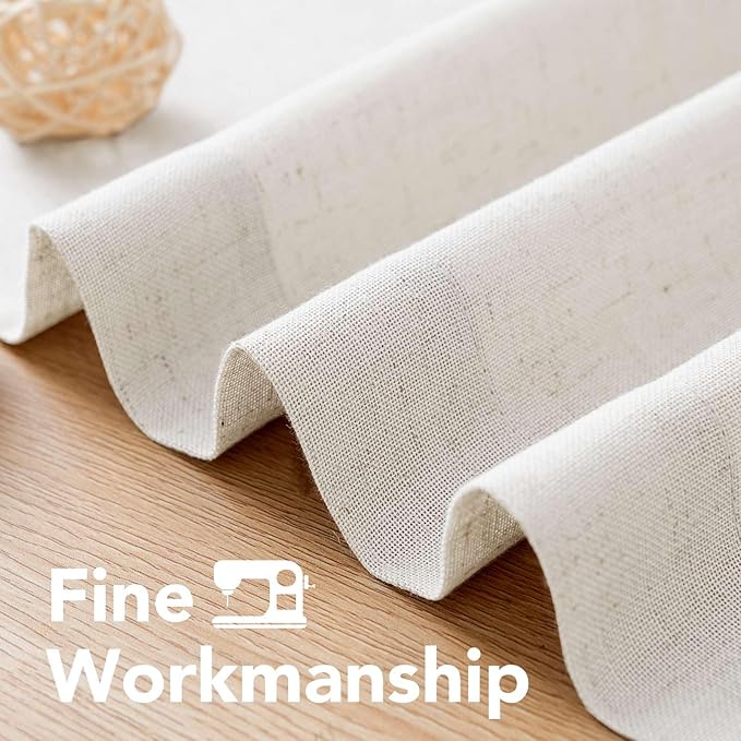 H.VERSAILTEX Elegant Natural Linen Blended Energy Efficient Light Filtering Linen Textured Curtains/Nickel Grommet Semi Sheer Window Treatments Panels/Drapes (Set of 2, Heathered Natural, 52" x 54")