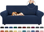 KEKUOU Stretch Loveseat Sofa Cover Slipcover,Couch Covers for 2 Cushion Couch Sofa (55"-78") Furniture Protector Sofa with Elastic Bottom for Kids,Dog. Jacquard Small Checked (Medium,Navy Blue)