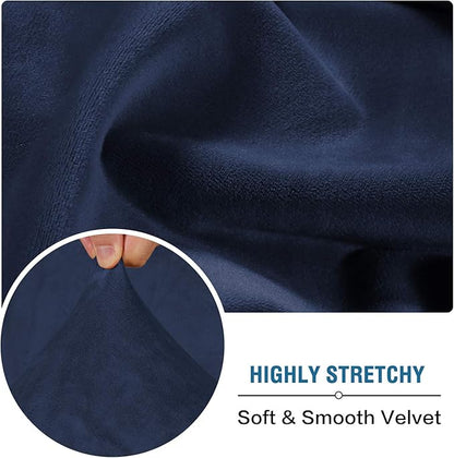 H.VERSAILTEX Velvet Stretch Couch Cushion Cover Plush Cushion Slipcover for Chair Loveseat Sofa Cushion Furniture Protector Seat Cushion Sofa Cover (3 Piece Sofa Cushion Covers, Navy)