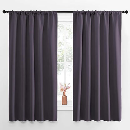 NICETOWN Blackout Curtains for Living Curtains, Greyish Purple, Set of 2, 52 by 63 Inch, Window Treatment Blackout Curtain Panels, Home Decor Thermal Insulated Solid Drapes for Bedroom