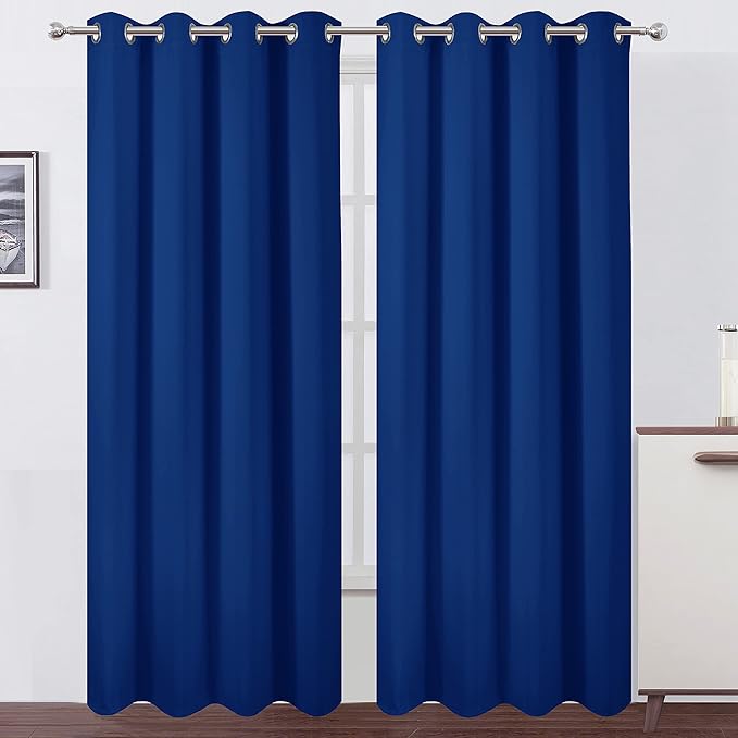 LEMOMO Blackout Curtains 52 x 84 inch/Royal Blue Curtains Set of 2 Panels/Thermal Insulated Room Darkening Bedroom Curtains