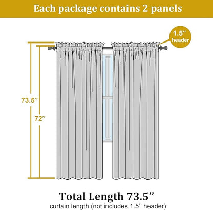 OWENIE Lemon Sheer Curtains for Bedroom Living Room 72 Inches Long 2 Panels Set, Modern Light Filtering Sheer Curtain Rod Pocket Clear Drapes for Window Sliding Door, Lemon, Each 42 x 72 Inch