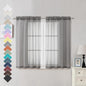 OVZME Voile Sheer Curtains with Decorative Rod Pocket, Modern Airy and Clean Selvedge Window Treatment Panels for Kitchen Room, Each 42" W x 45“L, Set of 2 Panels, Charcoal Grey.