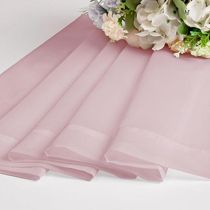 Chyhomenyc Sheer Blush Pink Curtains 90 inches Long 2 Panels, Light Filtering Soft Airy Solid Elegant Voile Window Treatment Drapes for Bedroom Living Room Wedding Party Decor, 42 Wx90 L Inches