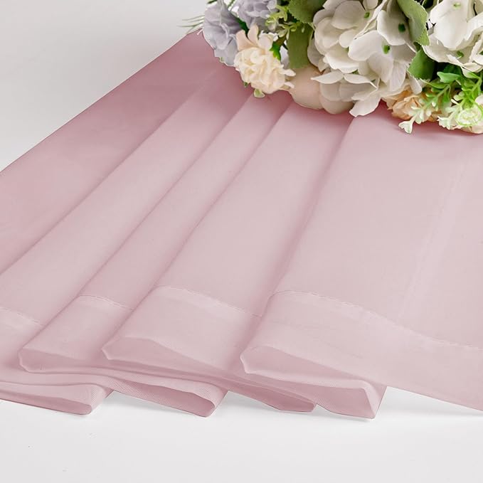 Chyhomenyc Sheer Valances for Windows 2 Pack, Small Window Curtains for Living Room Bathroom Cafe Laundry Basement, Modern Top Dual Rod Pocket Voile Curtain, 42W x 18L inches, Blush Pink