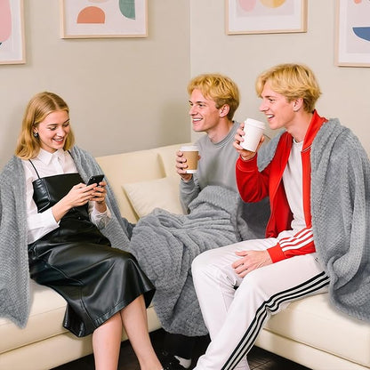4 Pack Fleece Throw Blankets 50x60 Inches - 270 GSM Ultra Soft Plush Flannel for Bed Couch Sofa, Lightweight Warm 3D Waffle Texture, No Shedding No Pilling All Season Throw (Gray)