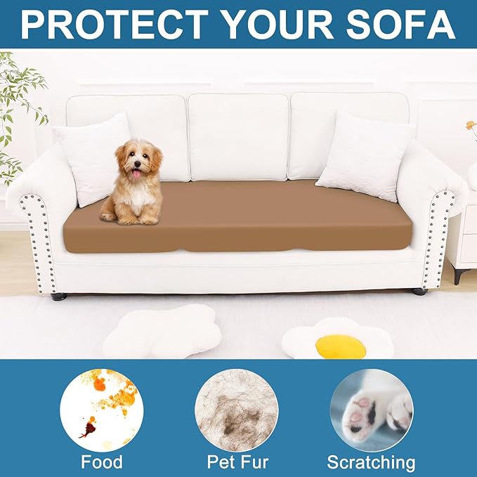 Smiry Printed Couch Cushion Covers, Stretch Soft Couch Covers for Sofa, Washable Non-Slip Sofa Slipcover Furniture Protector for Indoor and Outdoor (Large, Camel)