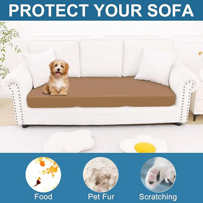 Smiry Printed Couch Cushion Covers, Stretch Soft Couch Covers for Sofa, Washable Non-Slip Sofa Slipcover Furniture Protector for Indoor and Outdoor (Large, Camel)