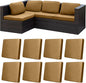 8Pcs Stretch Patio Cushion Covers,Outdoor Couch Covers Replacement,Outdoor Couch & Sofa Slipcovers,for Patio Furniture Cushion Covers,Washable Reusable urniture Protector (Camel, Cover Only)